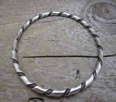 Native American Sterling Bangle Bracelet -